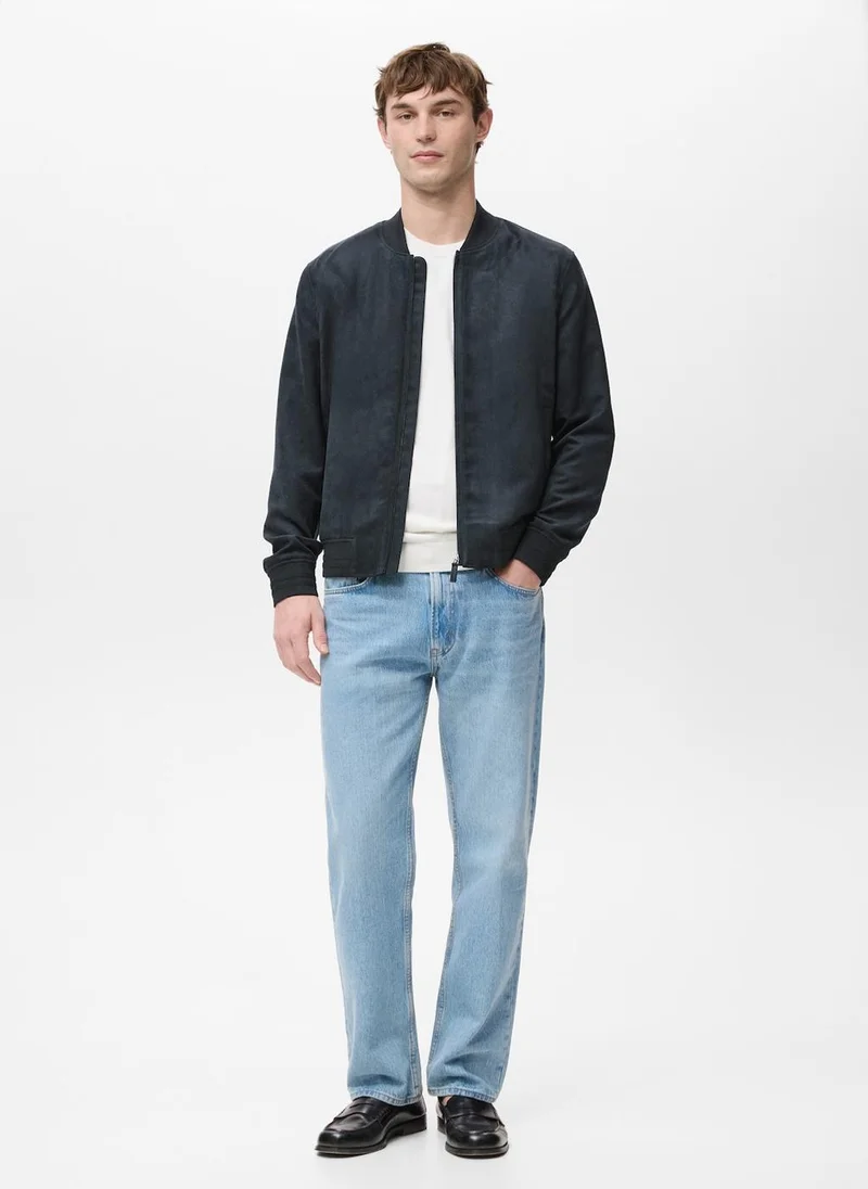 Mango Man  Suede-effect bomber jacket for Men | Best Price UAE